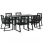 Preview: 7-tlg. Garten-Essgruppe Schwarz PVC-Rattan