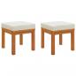 Preview: Gartenhocker mit Kissen 2 Stk. 40x40x42 cm Massivholz Akazie