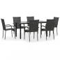 Preview: 7-tlg. Garten-Essgruppe Grau Poly Rattan