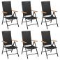 Preview: 7-tlg. Garten-Essgruppe Schwarz und Braun Poly Rattan