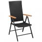 Preview: 7-tlg. Garten-Essgruppe Schwarz und Braun Poly Rattan