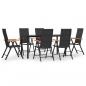 Preview: 7-tlg. Garten-Essgruppe Schwarz und Braun Poly Rattan