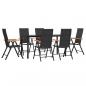 Preview: 7-tlg. Garten-Essgruppe Schwarz und Braun Poly Rattan