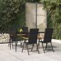 Preview: ARDEBO.de - 5-tlg. Garten-Essgruppe Schwarz und Braun Poly Rattan