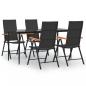 Preview: 5-tlg. Garten-Essgruppe Schwarz und Braun Poly Rattan