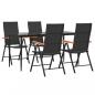 Preview: 5-tlg. Garten-Essgruppe Schwarz und Braun Poly Rattan