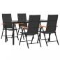 Preview: 5-tlg. Garten-Essgruppe Schwarz und Braun Poly Rattan