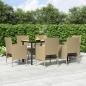 Preview: ARDEBO.de - 7-tlg. Garten-Essgruppe mit Kissen Beige und Schwarz