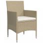 Preview: 7-tlg. Garten-Essgruppe mit Kissen Beige und Schwarz