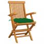 Preview: Gartenstühle mit Grünen Kissen 6 Stk. Massivholz Teak
