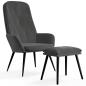 Preview: Relaxsessel mit Hocker Dunkelgrau Samt
