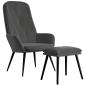 Preview: Relaxsessel mit Hocker Dunkelgrau Samt