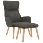 Preview: Relaxsessel mit Hocker Dunkelgrau Samt