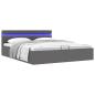 Preview: Bett mit Bettkasten Hydraulisch LED Grau Kunstleder 160x200 cm 