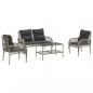Preview: 4-tlg. Garten-Sofagarnitur mit Kissen Hellgrau Poly Rattan