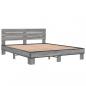 Preview: Bettgestell Grau Sonoma 160x200 cm Holzwerkstoff und Metall