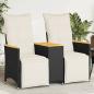Preview: ARDEBO.de - Gartensofa 2-Sitzer Verstellbar mit Tisch Schwarz Poly Rattan
