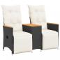 Preview: Gartensofa 2-Sitzer Verstellbar mit Tisch Schwarz Poly Rattan