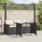 Preview: ARDEBO.de - 2-tlg. Garten-Essgruppe mit Kissen Schwarz Poly Rattan