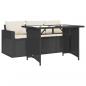 Preview: 2-tlg. Garten-Essgruppe mit Kissen Schwarz Poly Rattan