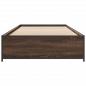 Preview: Bettgestell Braun Eichen-Optik 90x190 cm Holzwerkstoff Metall