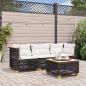 Preview: ARDEBO.de - Gartensofa mit Kissen 3-Sitzer Schwarz Poly Rattan