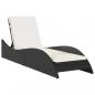 Preview: Sonnenliege mit Auflage Schwarz 60x205x73 cm Poly Rattan