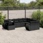 Preview: ARDEBO.de - 10-tlg. Garten-Sofagarnitur mit Kissen Schwarz Poly Rattan