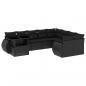 Preview: 10-tlg. Garten-Sofagarnitur mit Kissen Schwarz Poly Rattan
