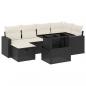 Preview: 7-tlg. Garten-Sofagarnitur mit Kissen Schwarz Poly Rattan
