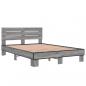 Preview: Bettgestell Grau Sonoma 140x200 cm Holzwerkstoff und Metall