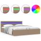 Preview: Stauraumbett mit LED Cappuccino-Braun Kunstleder 160×200cm