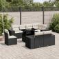 Preview: ARDEBO.de - 9-tlg. Garten-Sofagarnitur mit Kissen Schwarz Poly Rattan
