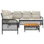 Preview: 2-tlg. Garten-Sofagarnitur mit Auflagen Schwarz Poly Rattan