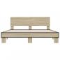 Preview: Bettgestell Sonoma-Eiche 150x200 cm Holzwerkstoff und Metall