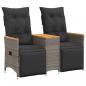 Preview: Gartensofa 2-Sitzer Verstellbar mit Tisch Grau Poly Rattan