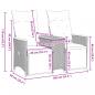 Preview: Gartensofa 2-Sitzer Verstellbar mit Tisch Grau Poly Rattan