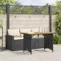 Preview: ARDEBO.de - 2-tlg. Garten-Essgruppe mit Kissen Schwarz Poly Rattan