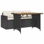 Preview: 2-tlg. Garten-Essgruppe mit Kissen Schwarz Poly Rattan