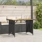 Preview: Gartentisch mit Holzplatte Schwarz 110x68x70 cm Poly Rattan