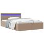 Preview: Stauraumbett mit LED Cappuccino-Braun Kunstleder 140×200cm