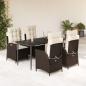 Preview: ARDEBO.de - 5-tlg. Garten-Essgruppe mit Kissen Braun Poly Rattan
