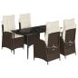 Preview: 5-tlg. Garten-Essgruppe mit Kissen Braun Poly Rattan
