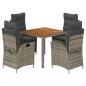 Preview: 5-tlg. Garten-Essgruppe mit Kissen Grau Poly Rattan