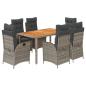 Preview: 7-tlg. Garten-Essgruppe mit Kissen Grau Poly Rattan