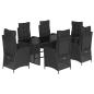 Preview: 7-tlg. Garten-Essgruppe mit Kissen Schwarz Poly Rattan