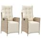 Preview: Gartensessel mit Fußteil 2 Stk. Verstellbar Beige Poly Rattan