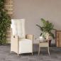 Preview: Gartensessel mit Fußteil Verstellbar Beige Poly Rattan