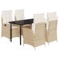 Preview: 5-tlg. Garten-Essgruppe mit Kissen Beige Poly Rattan