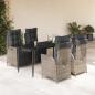 Preview: ARDEBO.de - 5-tlg. Garten-Essgruppe mit Kissen Grau Poly Rattan